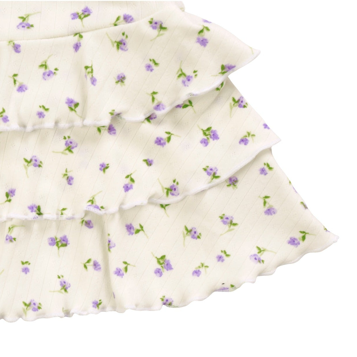 Three-Tiered Skirt (Purple Flowers Pattern)