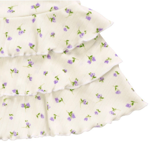 Three-Tiered Skirt (Purple Flowers Pattern)