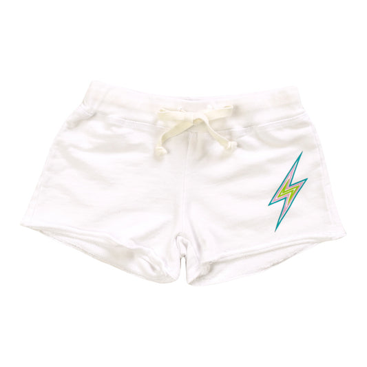 Heather Raw-Edged Shorts with Back Pocket (Triple Bolt Outline Print)