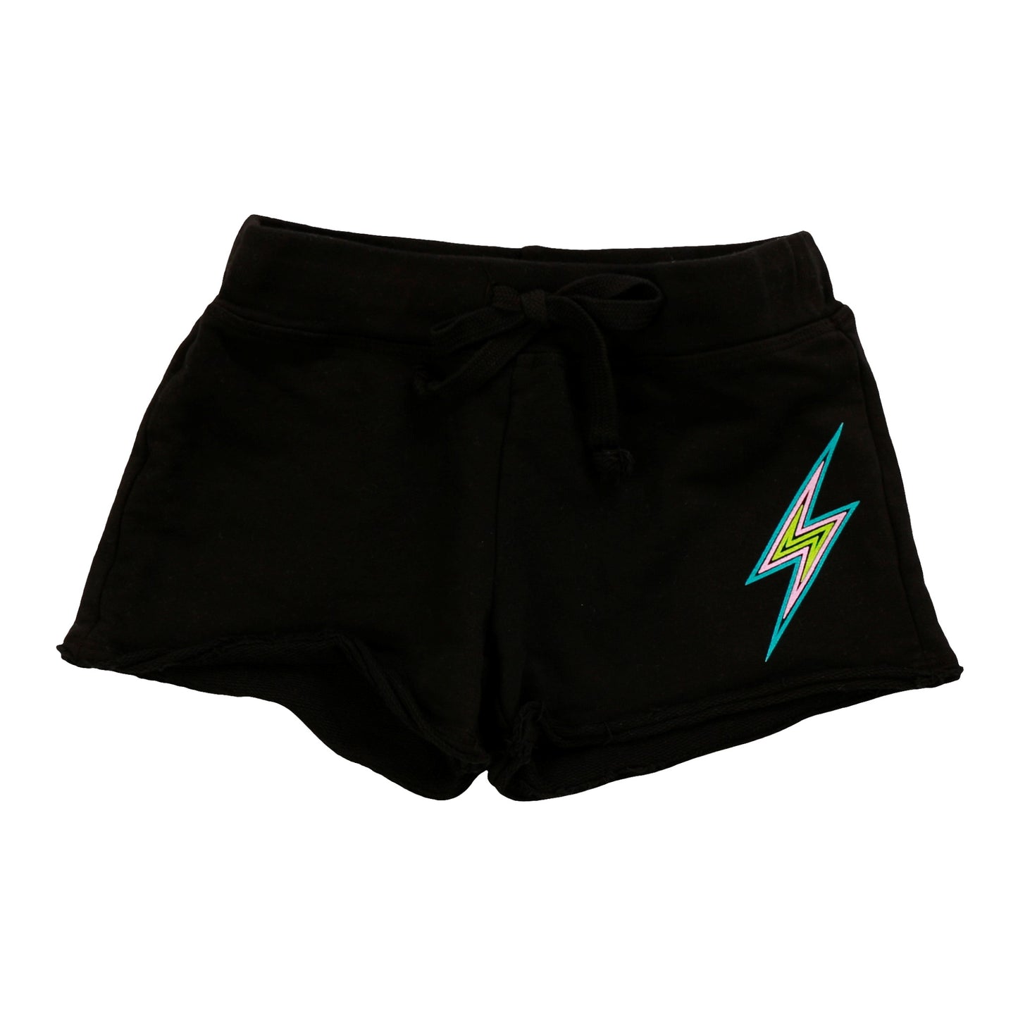 Heather Raw-Edged Shorts with Back Pocket (Triple Bolt Outline Print)
