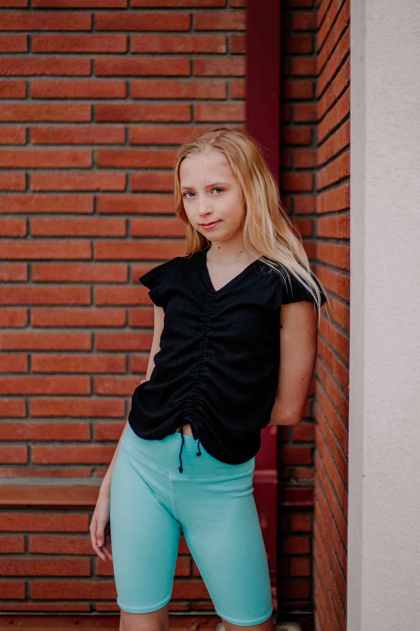 Ruffle Short-Sleeve Gather-Front Top