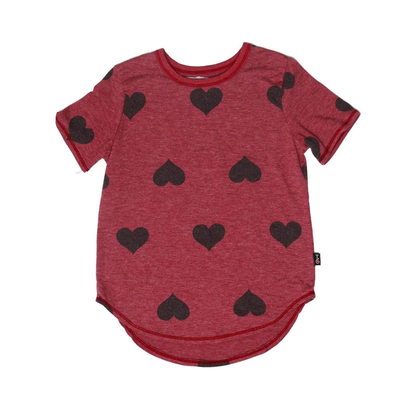 Round-Bottom Tee (Heart-Print Pattern)