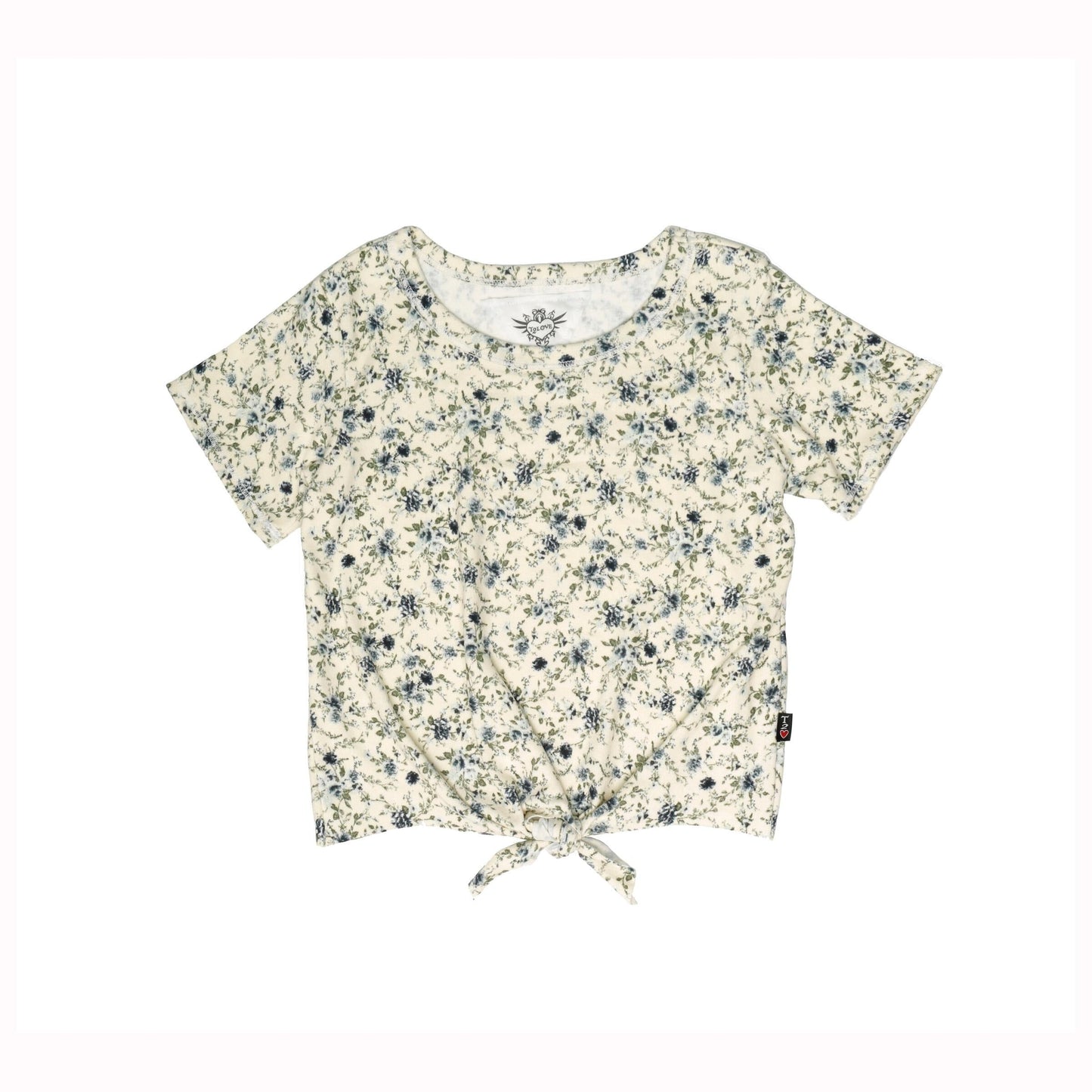 Tie-Front Tee (Navy Floral Pattern)