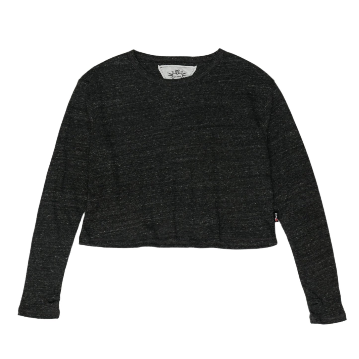 Charcoal Long-Sleeved Boxy Tee with Thumbholes