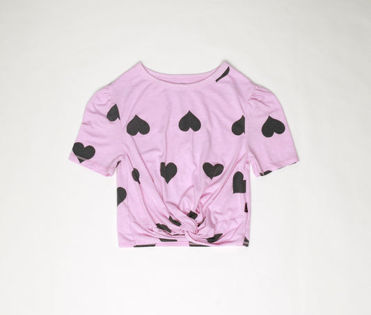 Heart-Print Knotted Tee