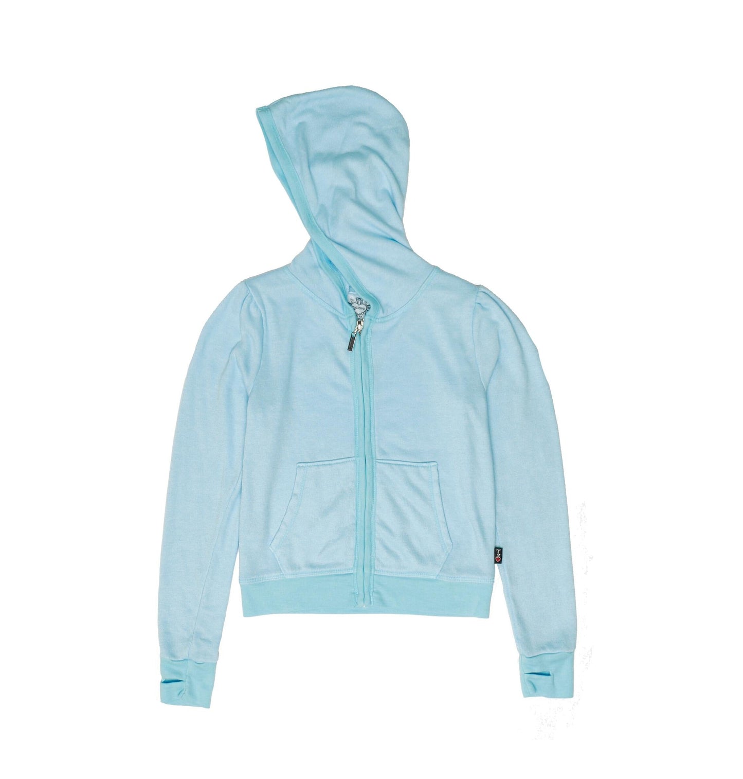 Heather Puff-Shoulder Hooded Jacket