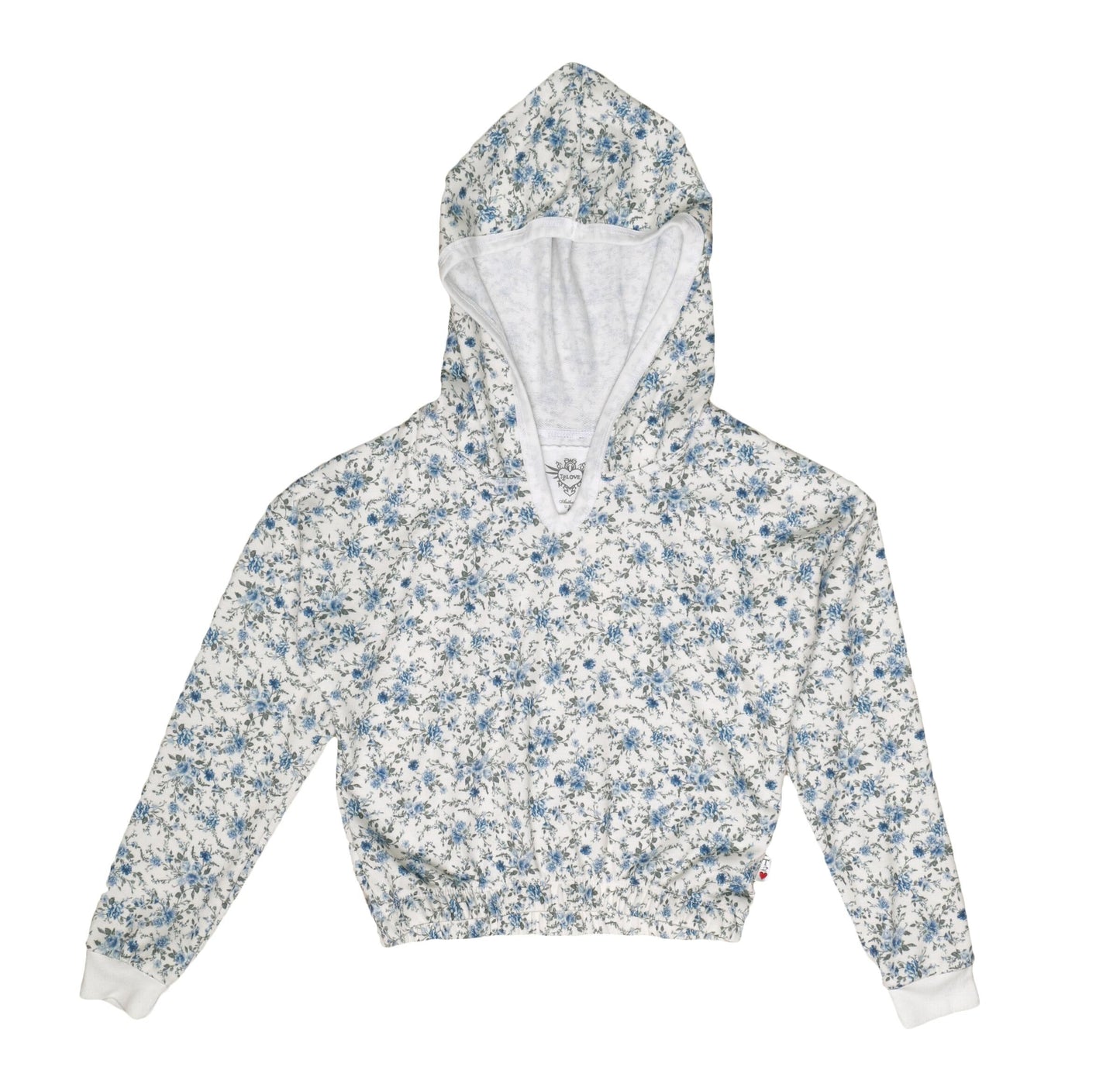 Hooded Long-Sleeve Top (Ditzy Florals Pattern)