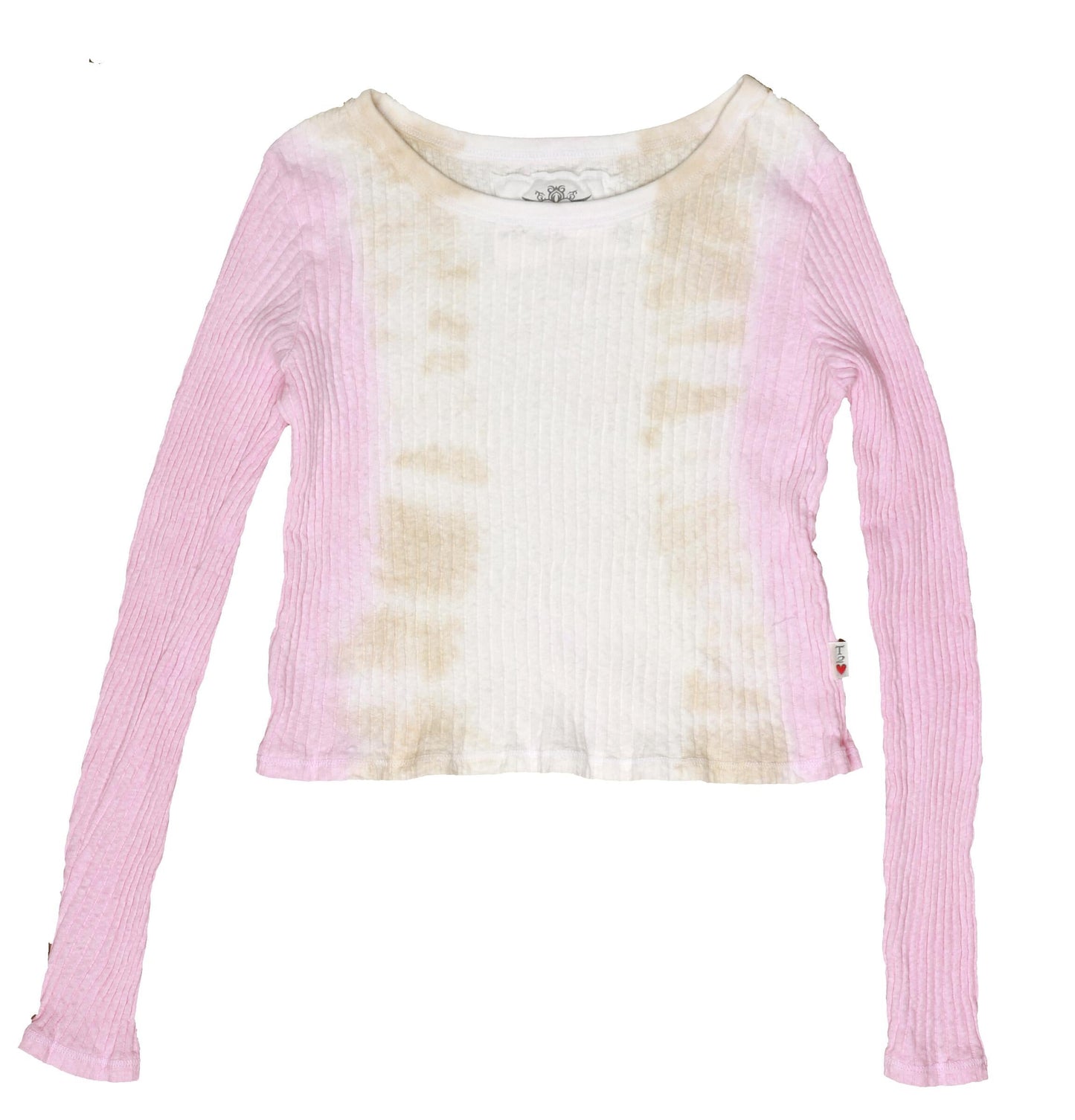 Cropped Long-Sleeved Shirt (Cotton Snow Slub Pink Hazel Tie-Dye)