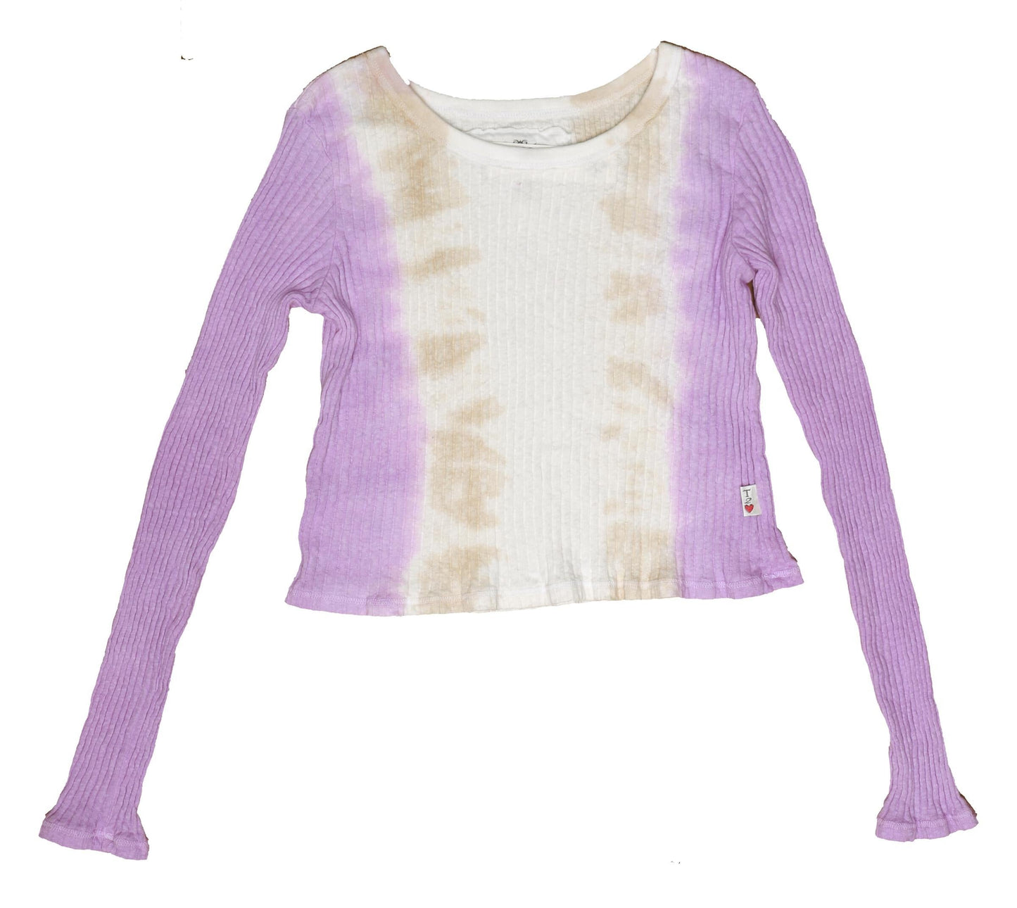 Cropped Long-Sleeved Shirt (Cotton Snow Slub Violet Hazel Tie-Dye)