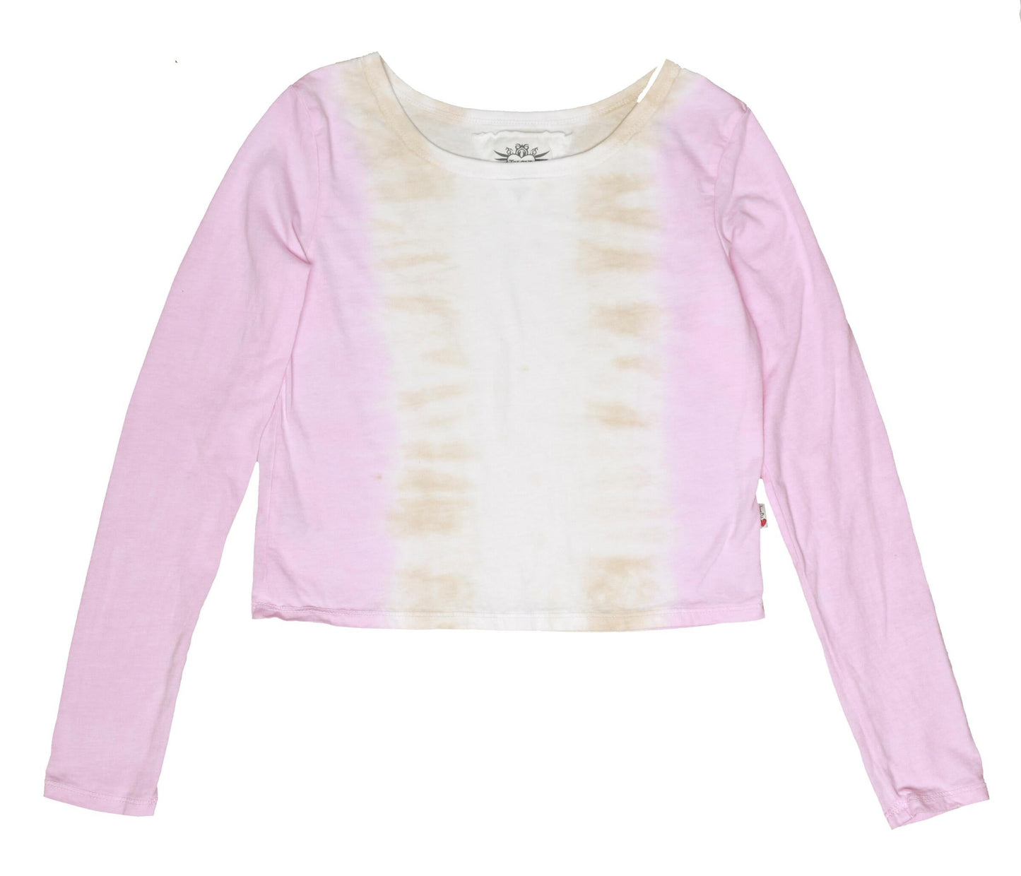 Cropped Long-Sleeved Shirt (Pink Hazel Tie-Dye)