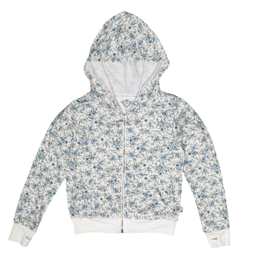 Ditzy Florals Hooded Jacket with Thumbholes