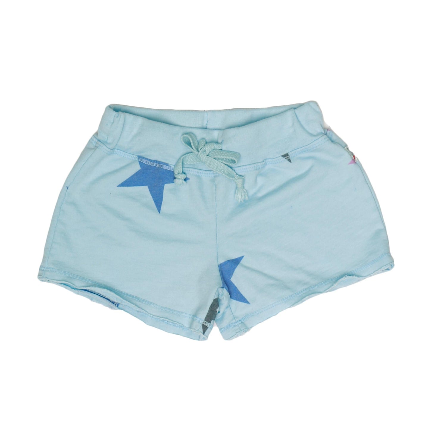 Colored-Stars Raw-Edged Shorts with Back Pocket