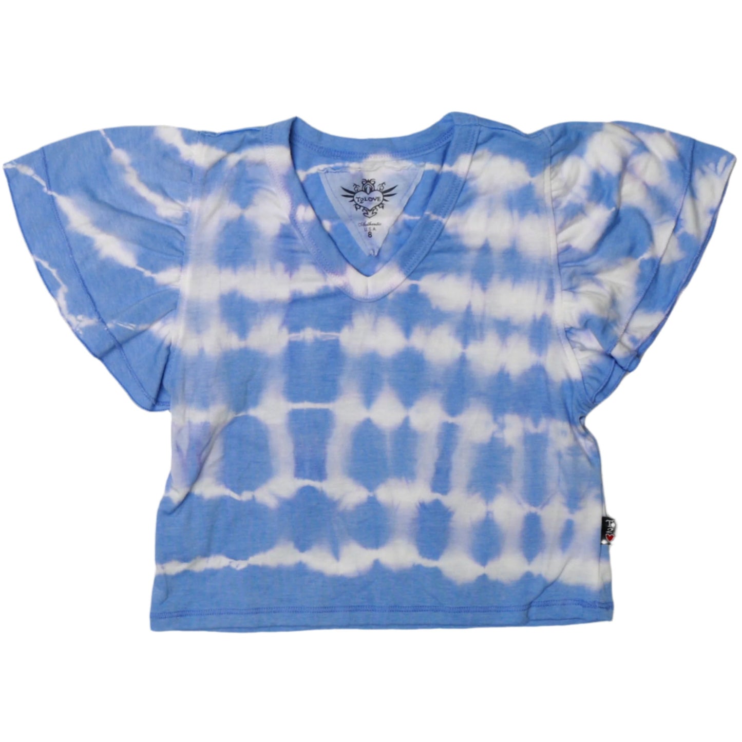 Double Tiered-Sleeved Top (Blue-White Tie-Dye)