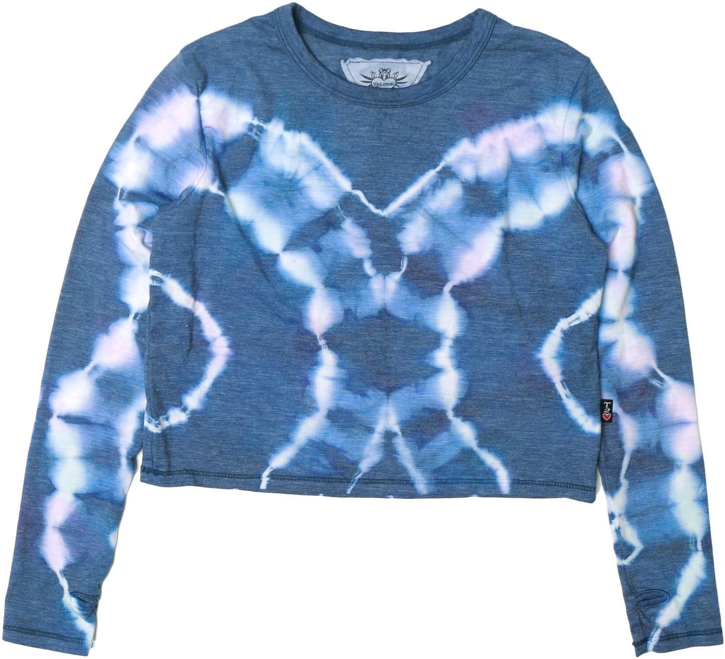 Long-Sleeved Boxy Tee with Thumbholes (Ripples Tie-Dye)