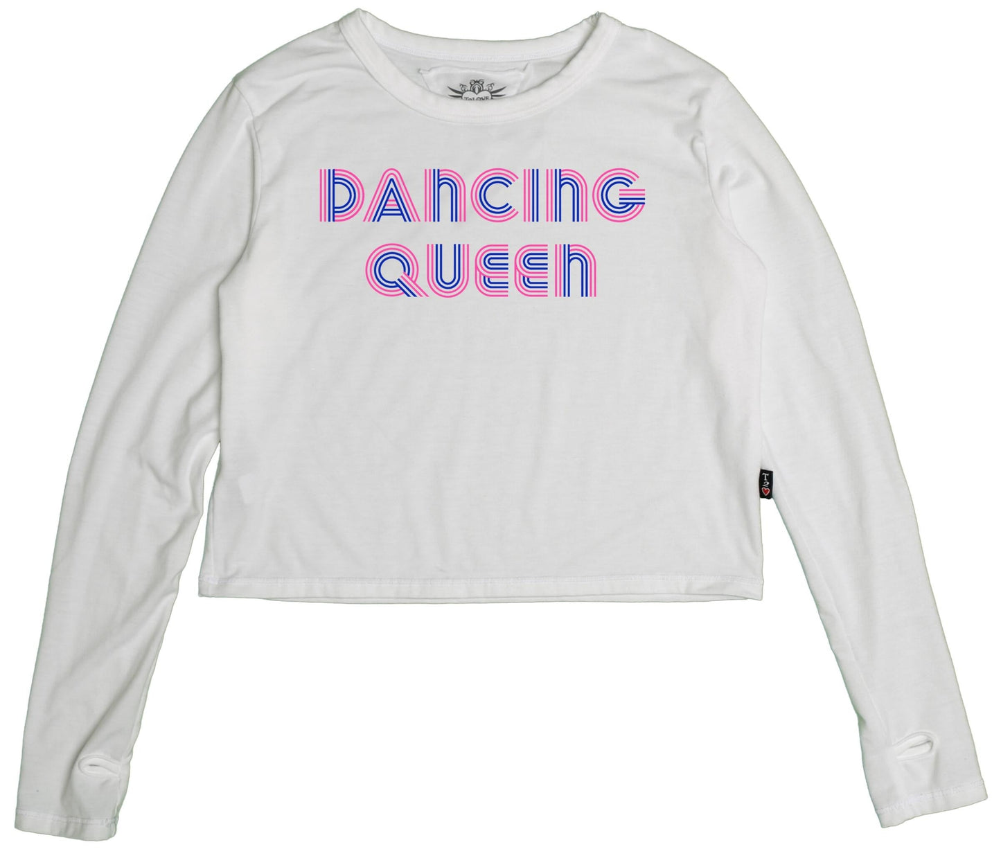 Long-Sleeved Boxy Tee with Thumbholes ("DANCING QUEEN")