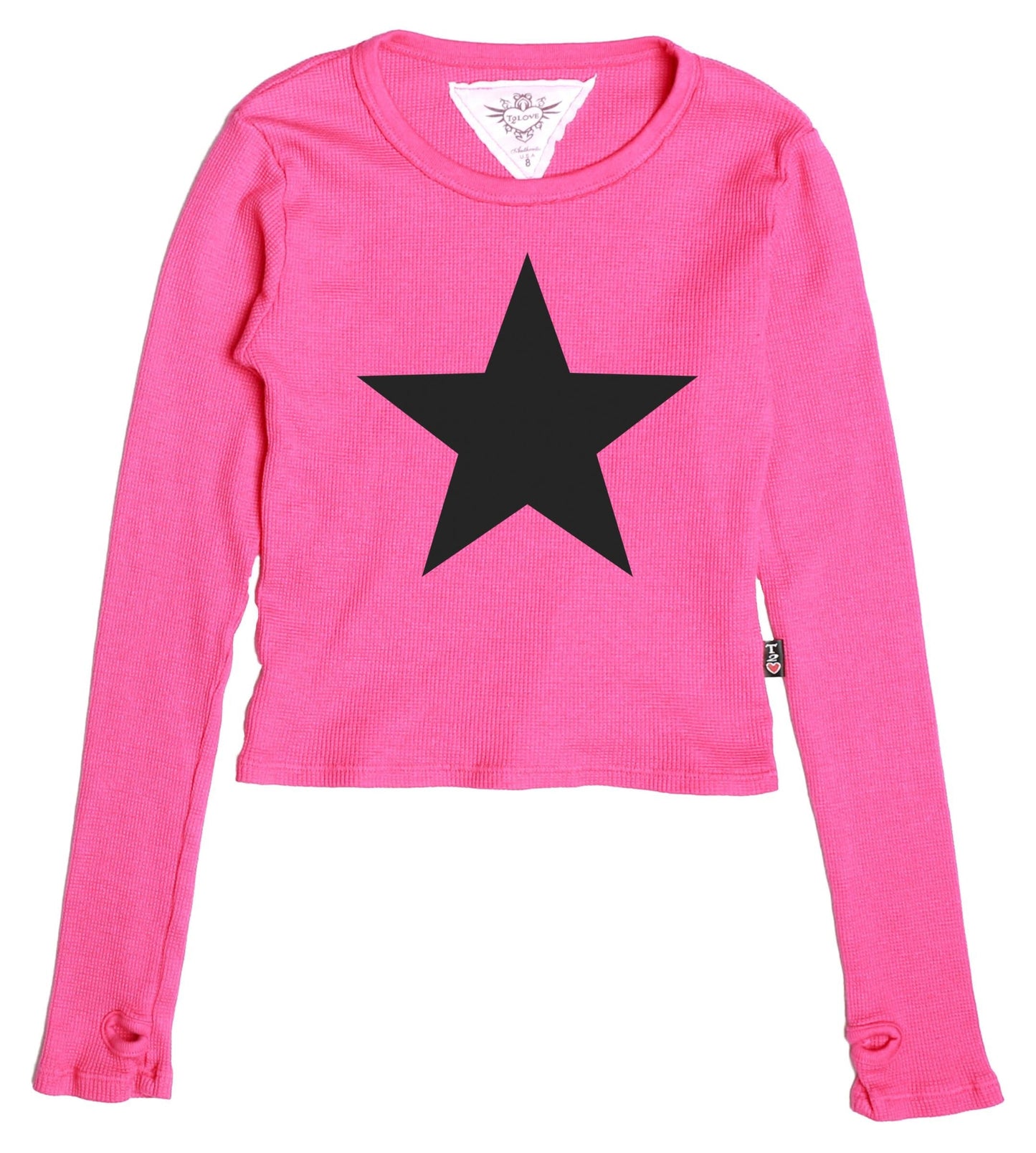 Signature Long-Sleeved Thermal Shirt with Thumbholes (Black Star Print)