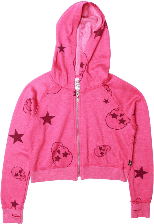Signature Hooded Jacket with Thumbholes (Pink Skulls Pattern)