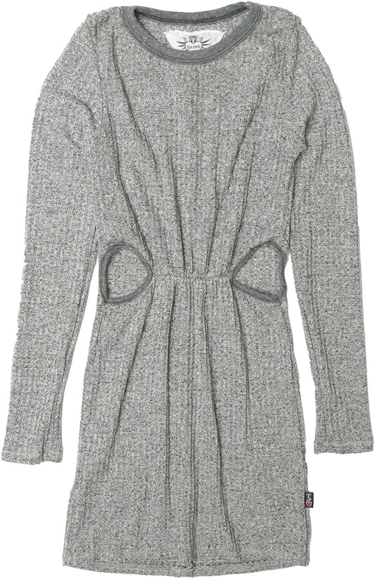 Open-Sided Long-Sleeved Dress (Grey Thermal)