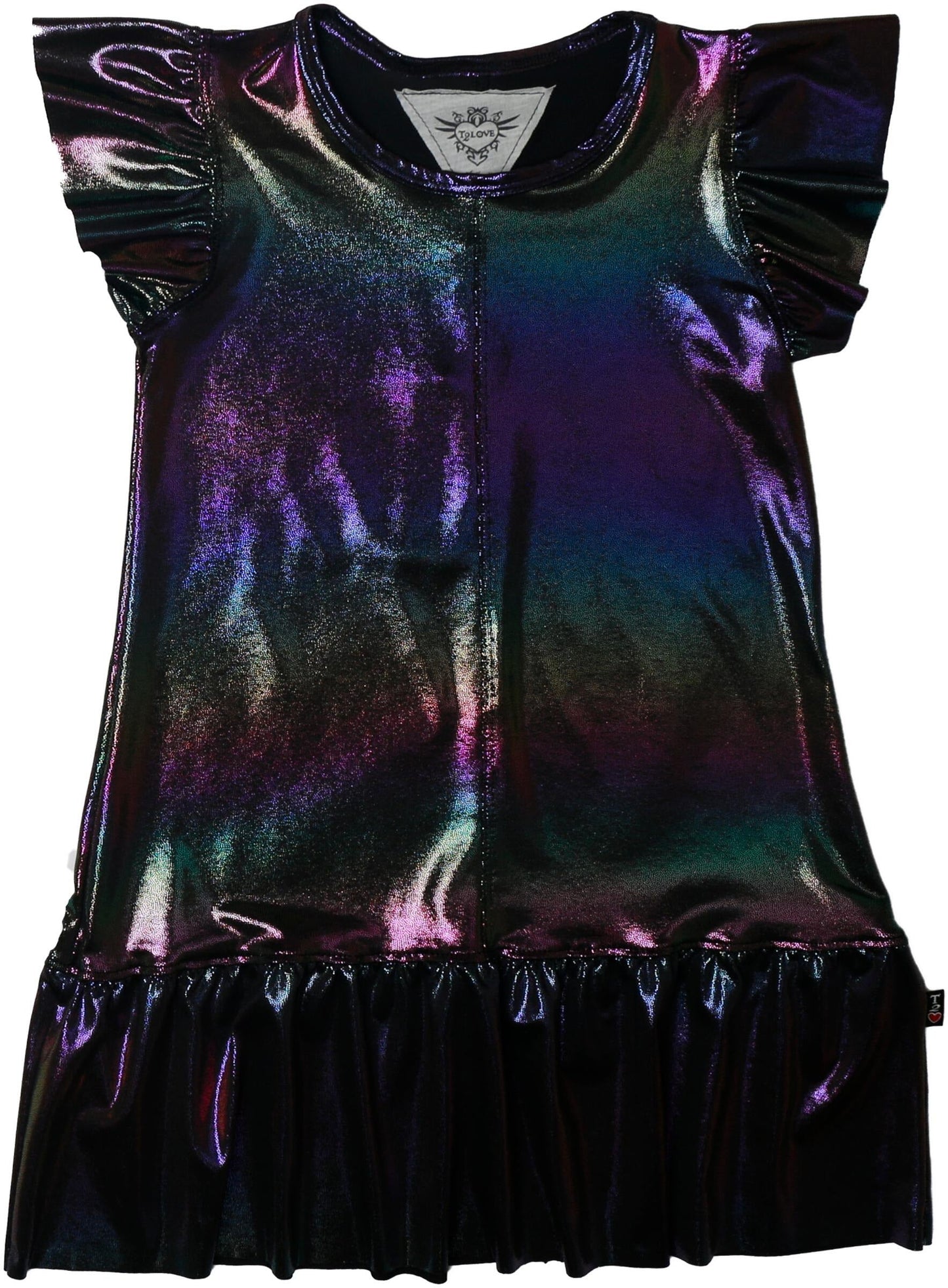 Ruffle-Sleeve Ruffle Dress (Rainbow Ombre)
