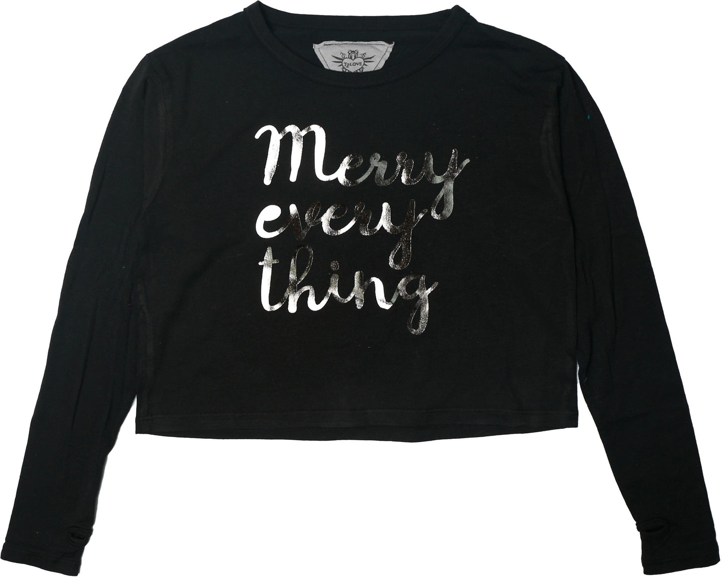 Long-Sleeved Boxy Tee with Thumbholes ("Merry everything")