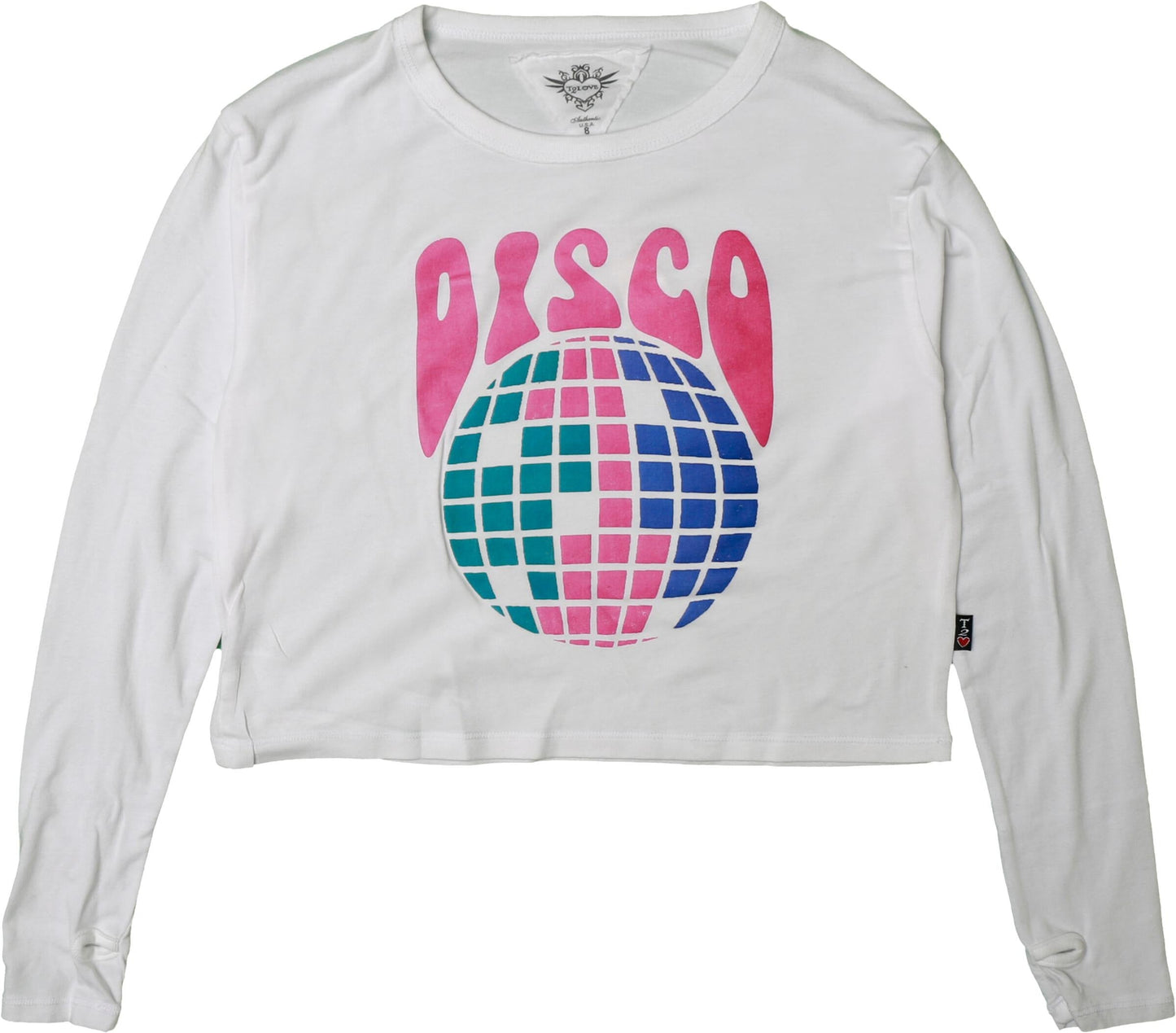Long-Sleeved Boxy Tee with Thumbholes (Disco Print)