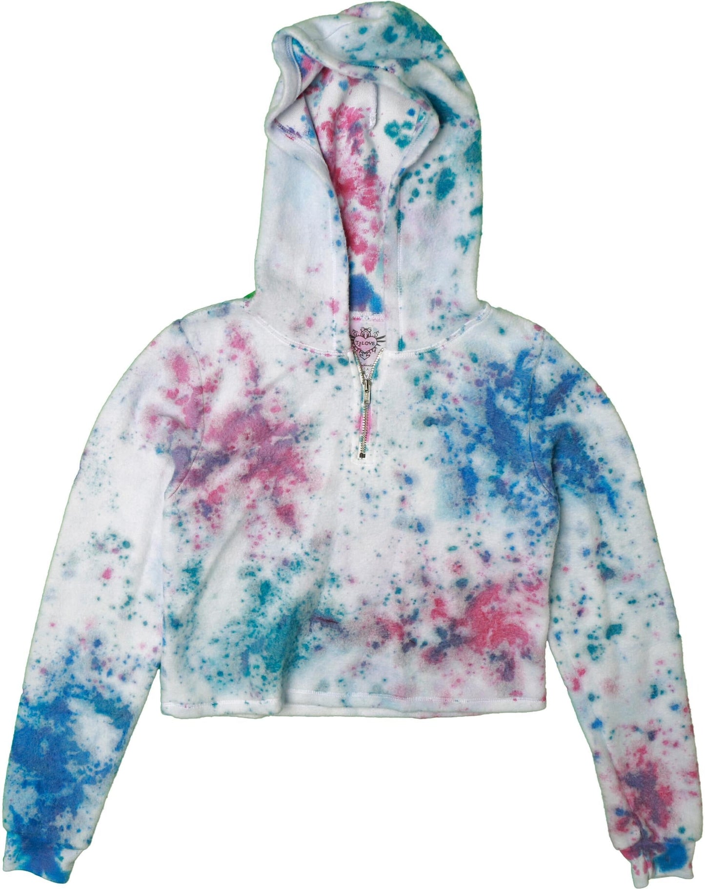 Signature Quarter-Zip Hoodie (Reversed-Fabric Multi-Splatter Tie-Dye)