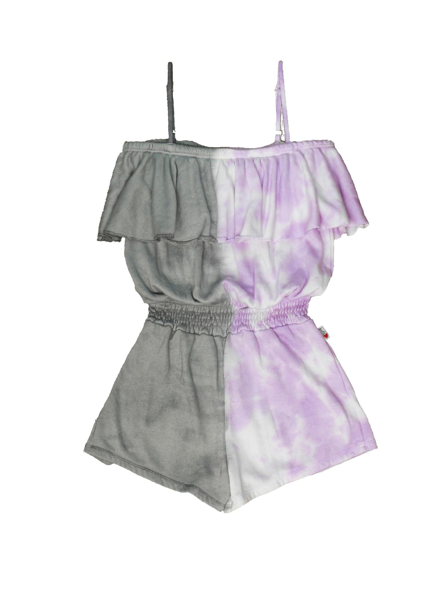 Ruffle Romper (Grey-Lilac Split Tie-Dye)