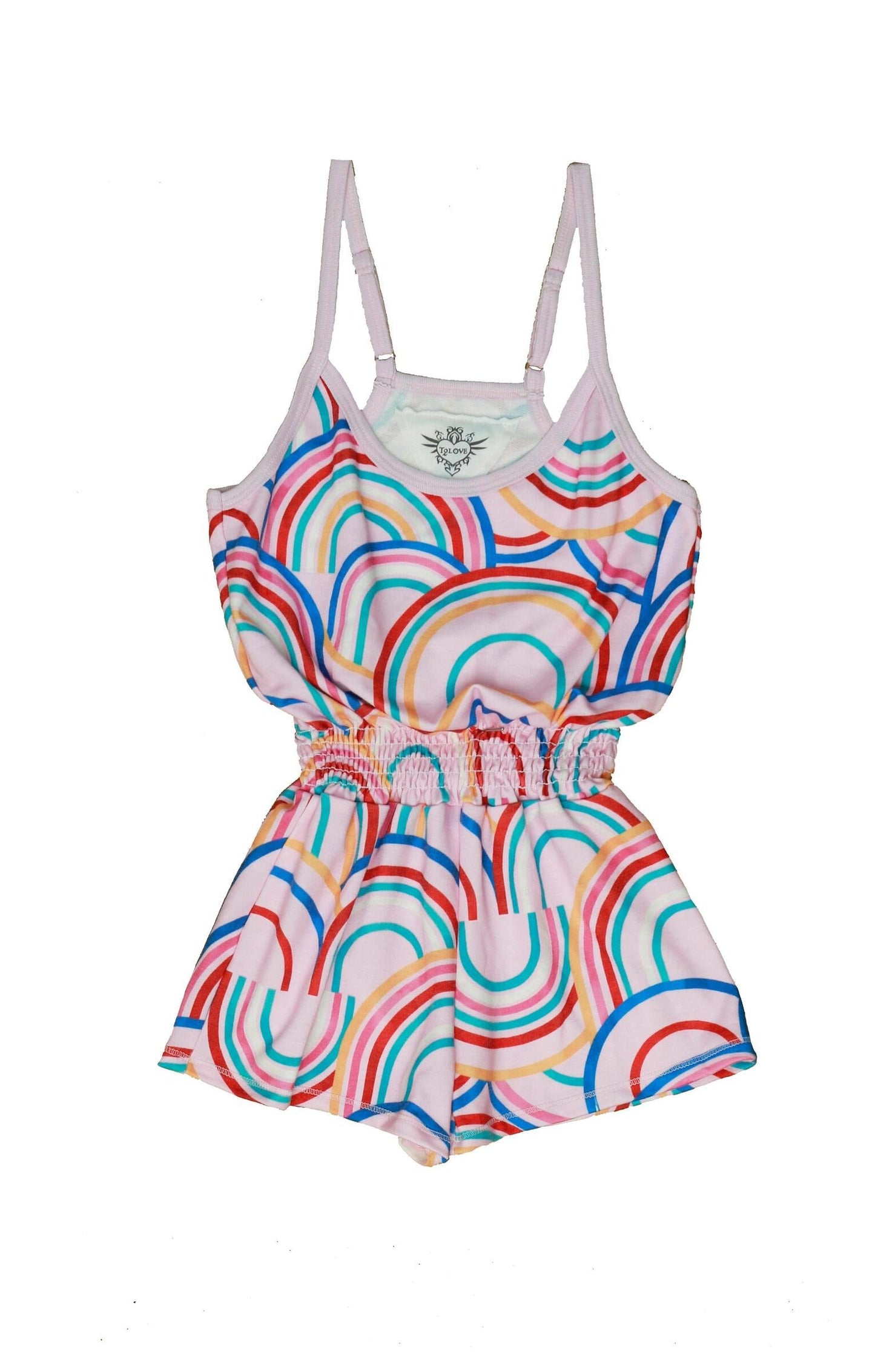 Cami Romper (Multi-Rainbow Pattern)