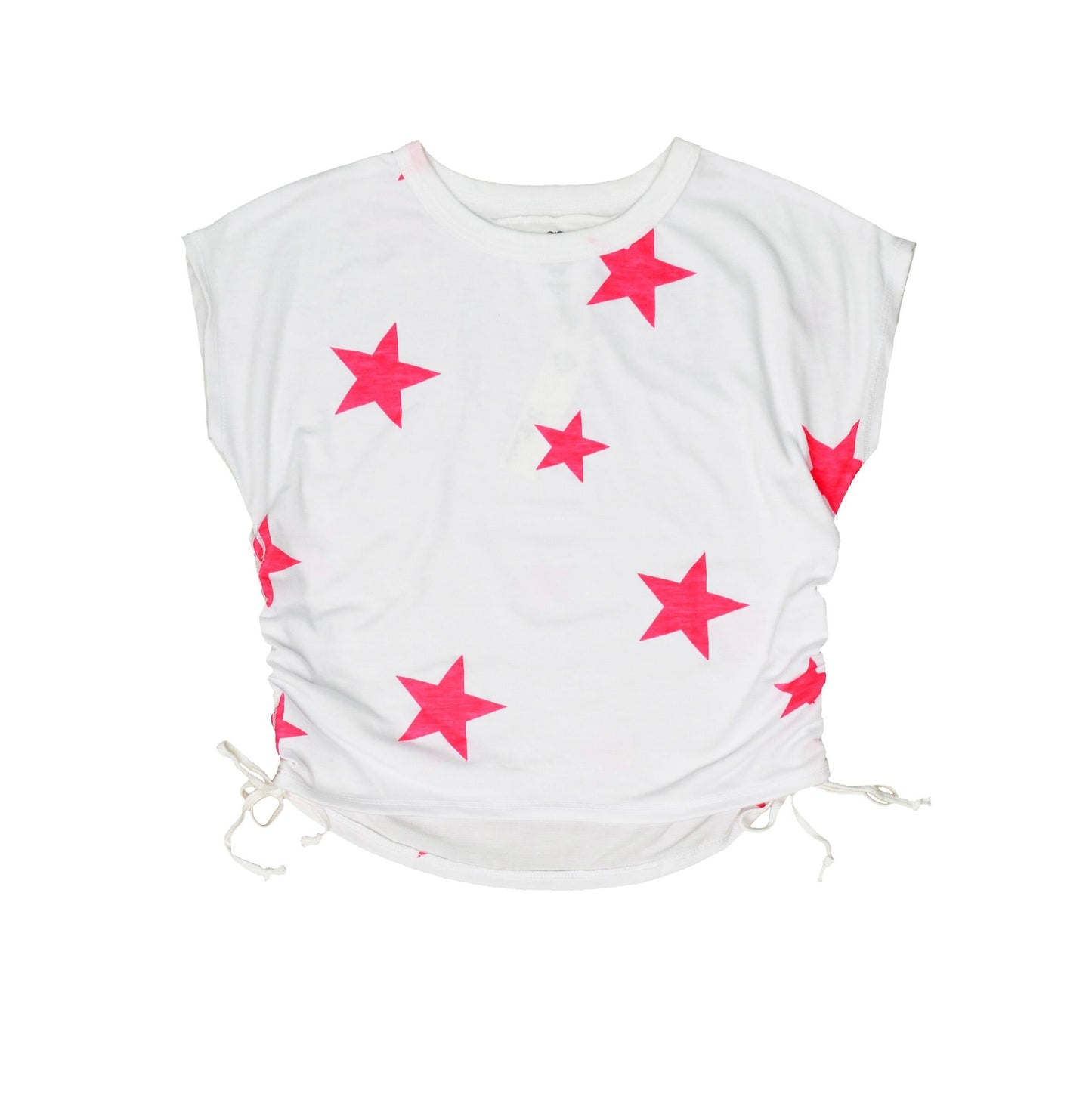 Muscle Tee with Gathered Side Tie (Pink Stars Pattern)