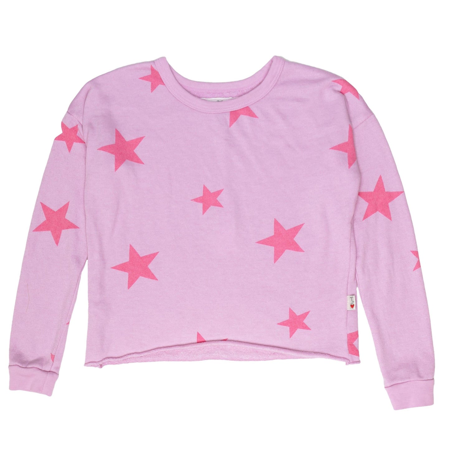 Signature Raw-Edged Pullover (Pink Stars Pattern)