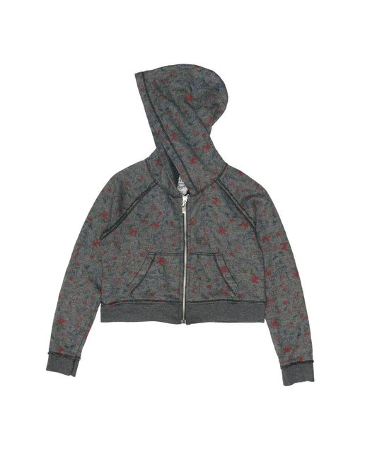 Cropped Hooded Jacket (Floral Pattern)