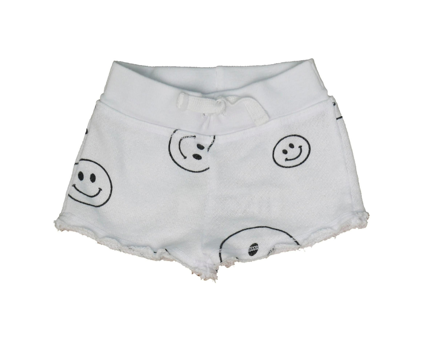 Raw-Edged Shorts with Back Pocket (Happy Face Pattern)