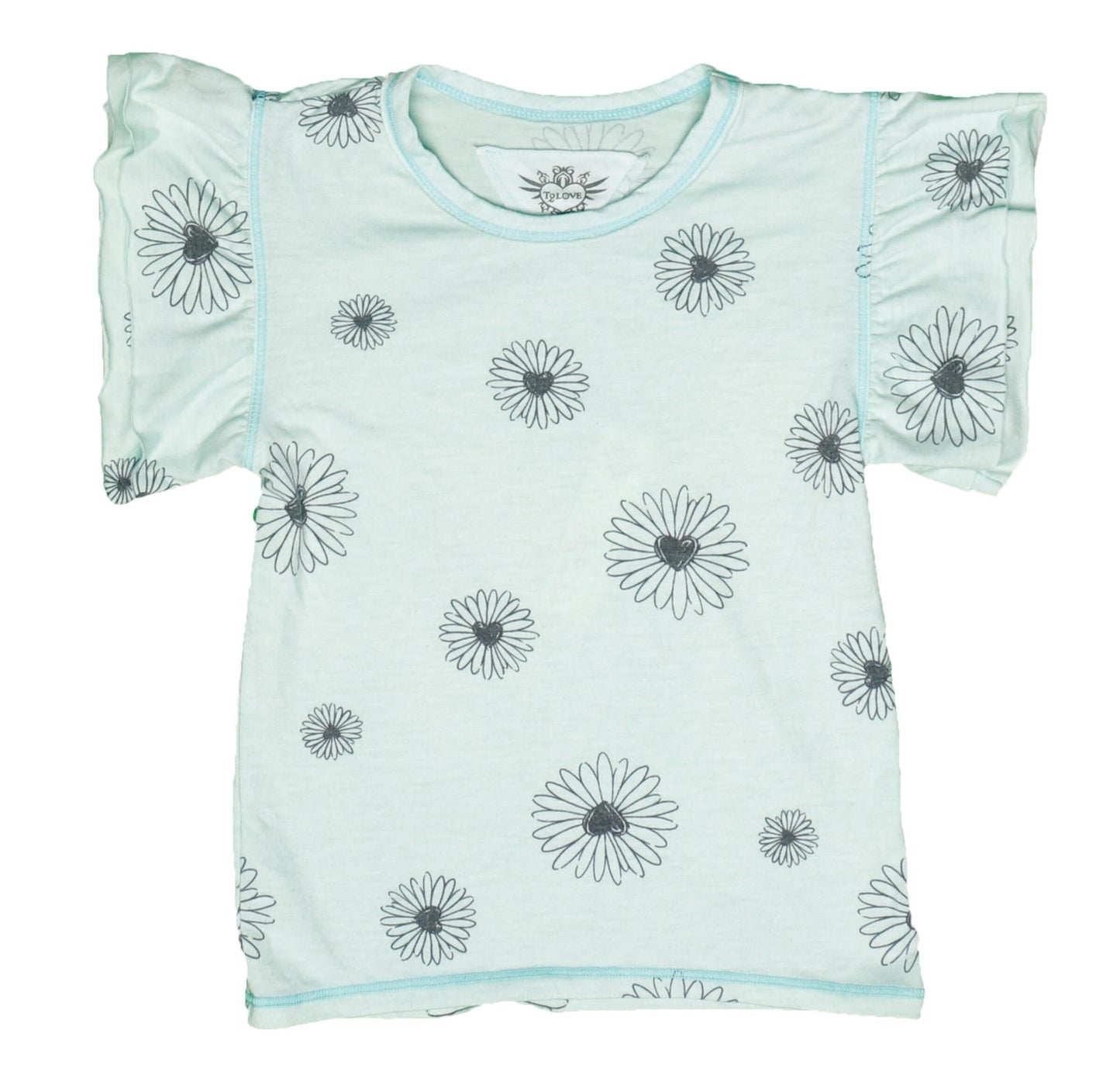 Double Ruffle-Sleeve Tee (Daisy Pattern)