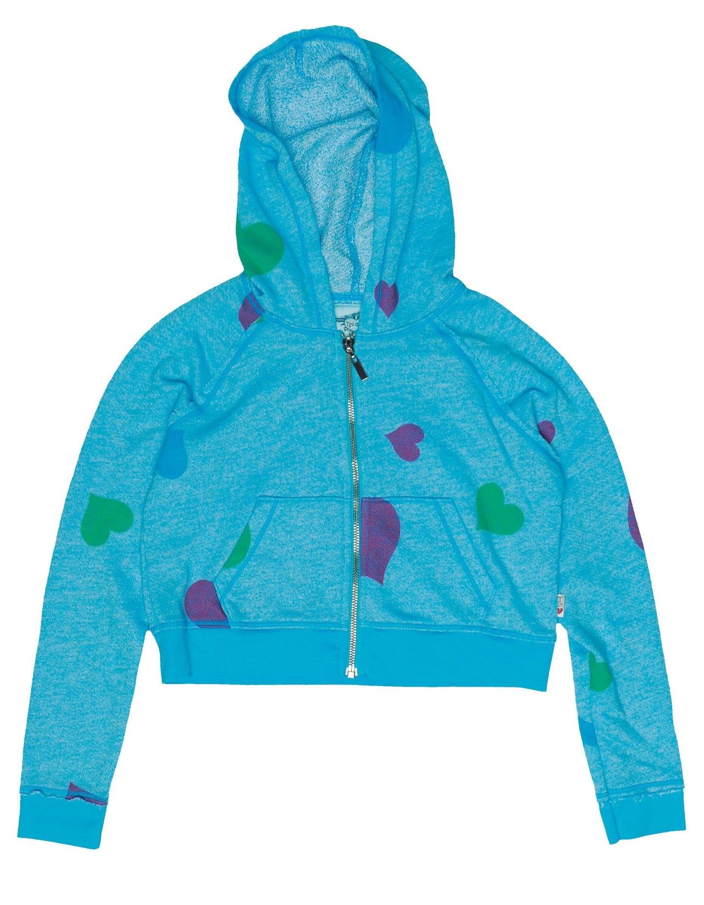 Cropped Hooded Jacket (Colored-Hearts Pattern)