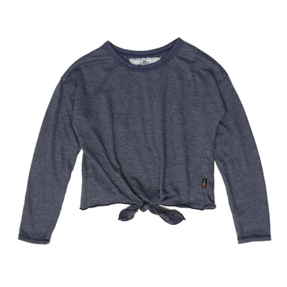 Heather Raw-Edged Tie-Front Shirt