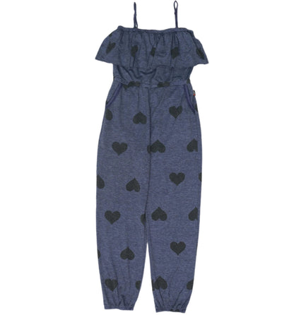 Ruffle-Top Jumpsuit (Heart-Print Pattern)