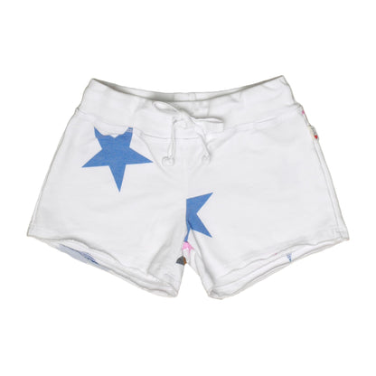 Raw-Edged Shorts with Back Pocket (Colored-Stars Pattern)