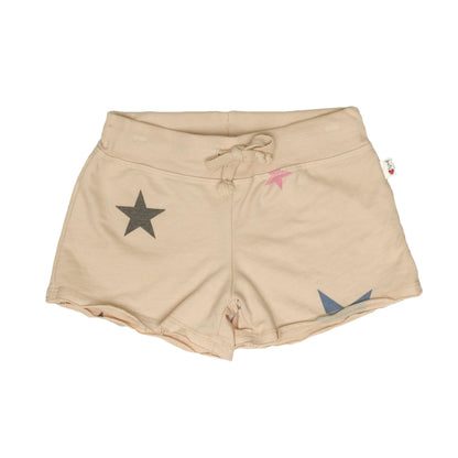 Raw-Edged Shorts with Back Pocket (Colored-Stars Pattern)