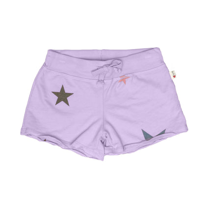 Raw-Edged Shorts with Back Pocket (Colored-Stars Pattern)