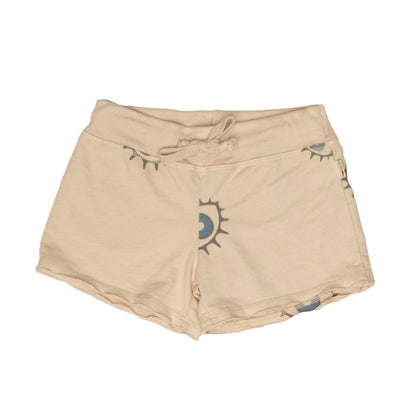 Raw-Edged Shorts with Back Pocket (Evil Eye Pattern)