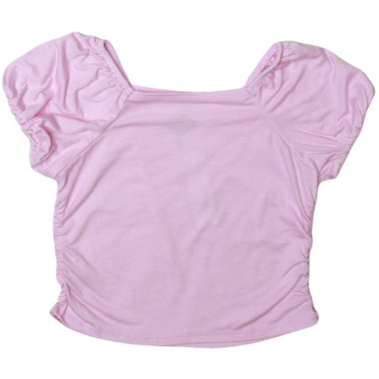 Heather Puff-Sleeve Square-Neck Tee