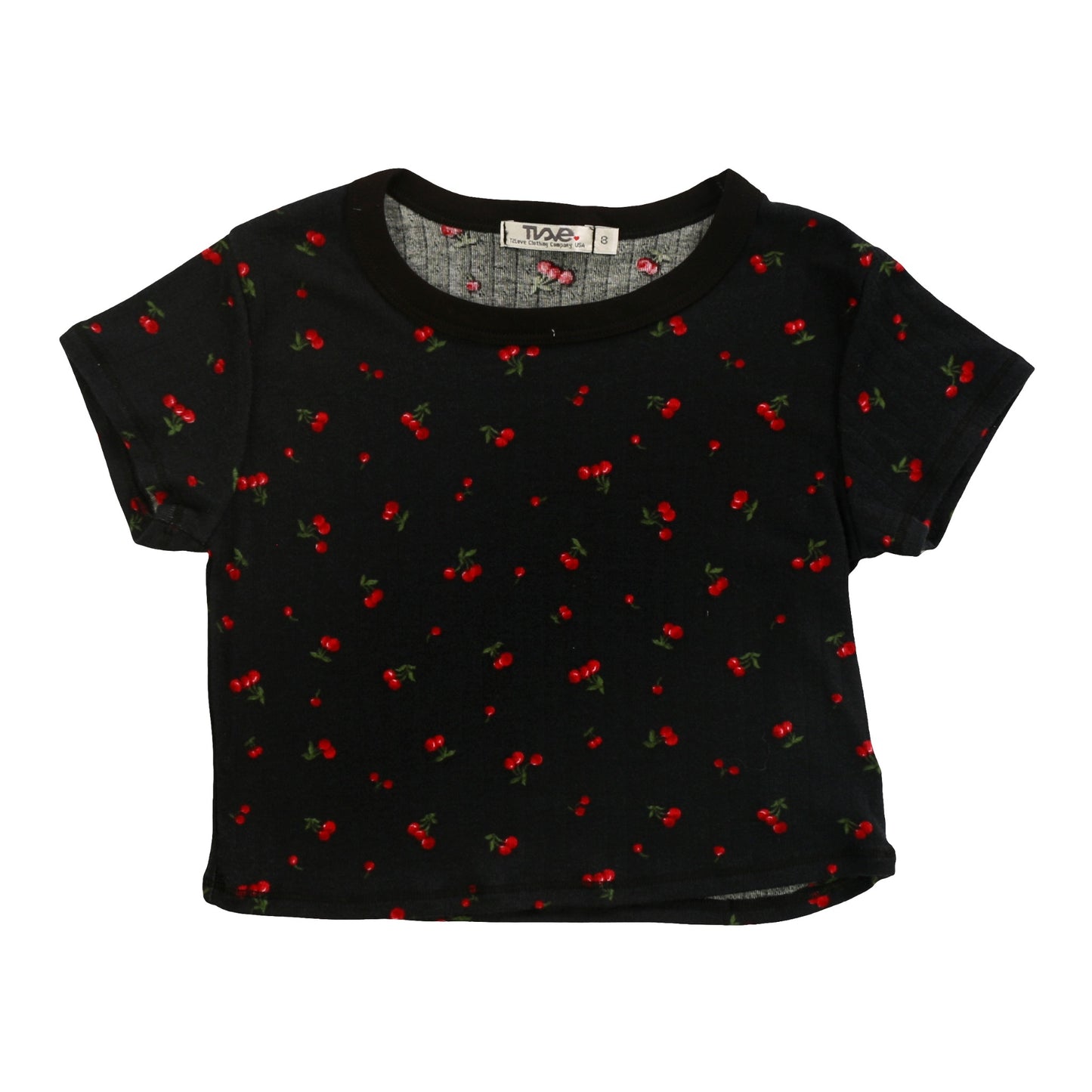 Crop Baby Tee (Cherries Pattern)