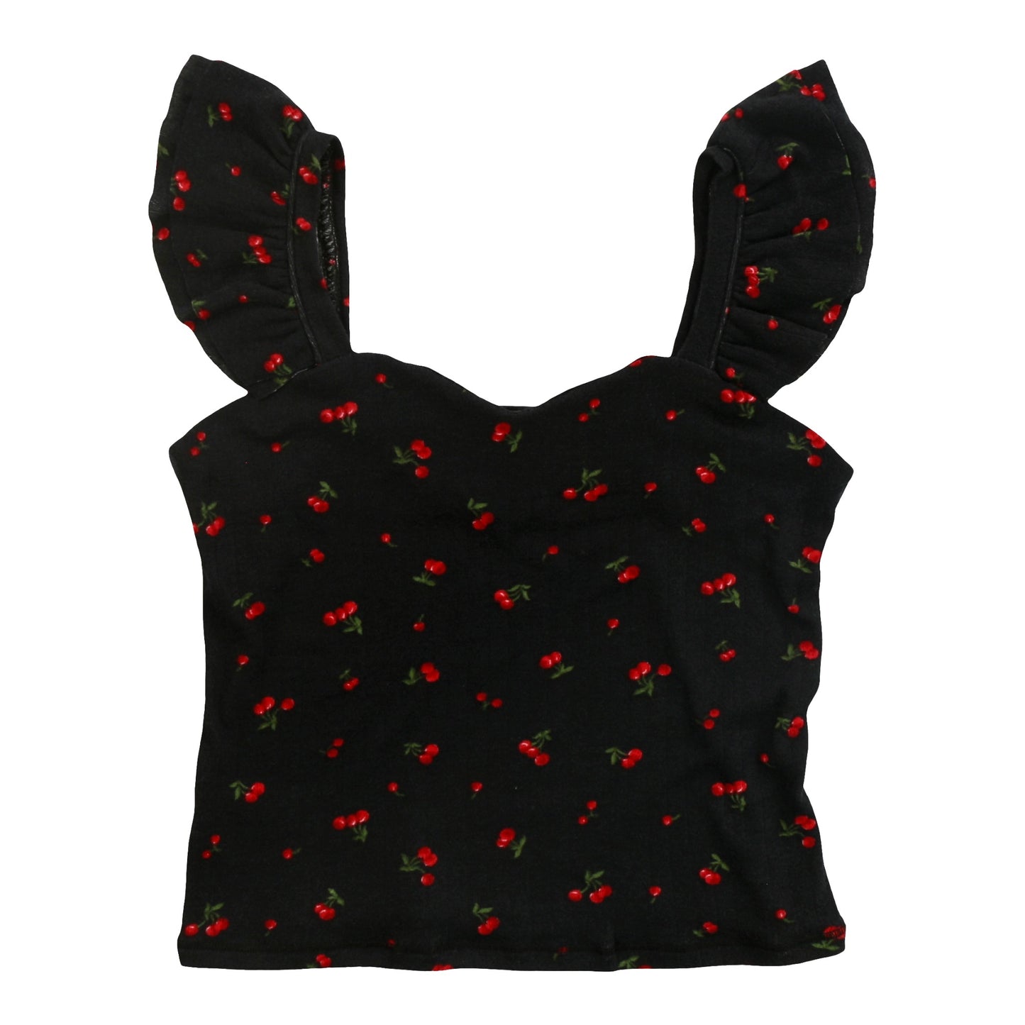 Sweetheart Ruffle-Strap Tank (Cherries Pattern)