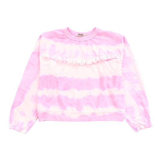 Sweatshirt with Ruffle (Pink Tie-Dye)