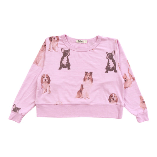 Long-Sleeved Boxy Crewneck (Dogs Pattern)