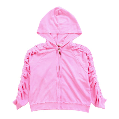 Gather-Sleeve Hooded Jacket