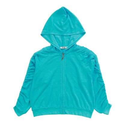 Gather-Sleeve Hooded Jacket