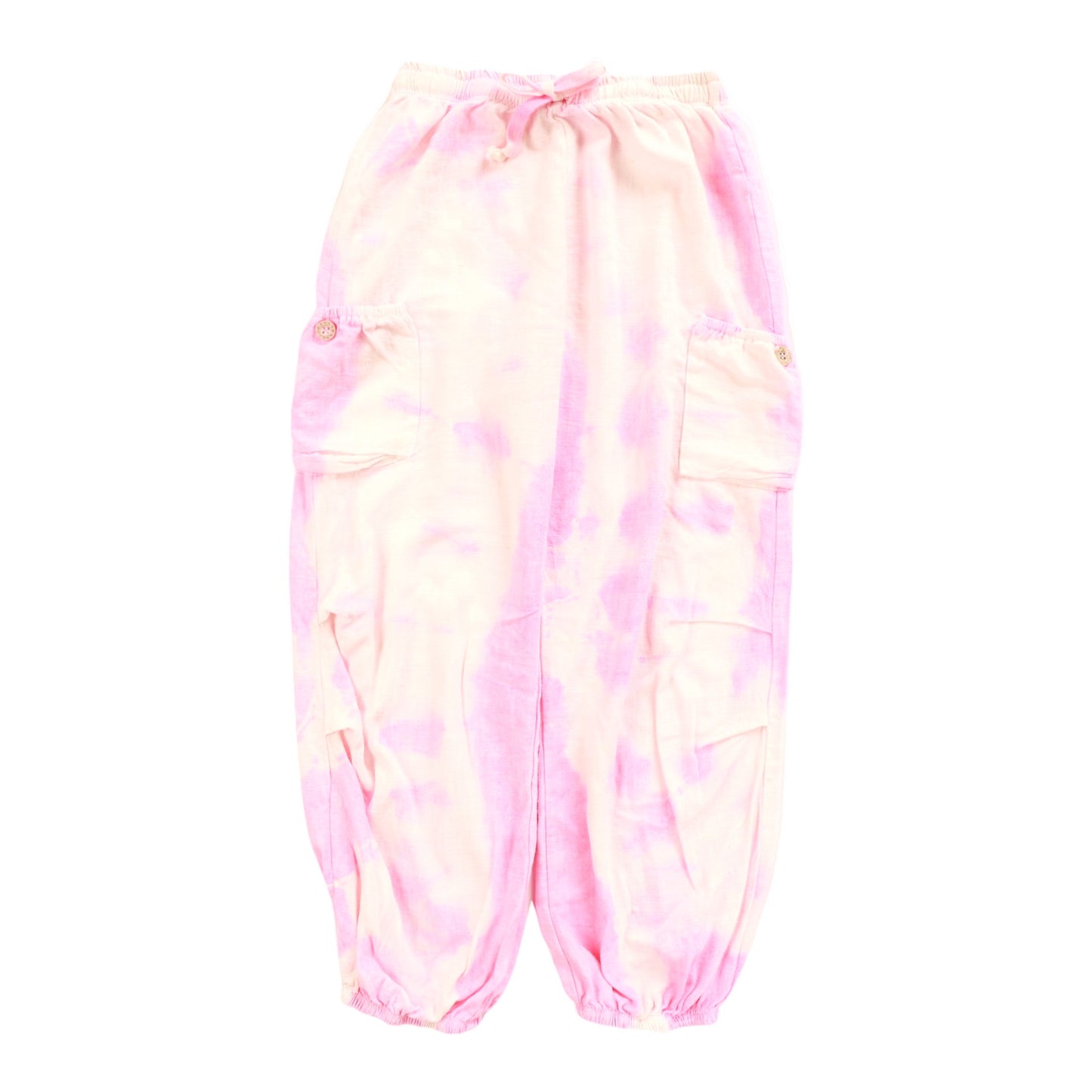 Pleated Cargo Pants (Pink Tie-Dye)