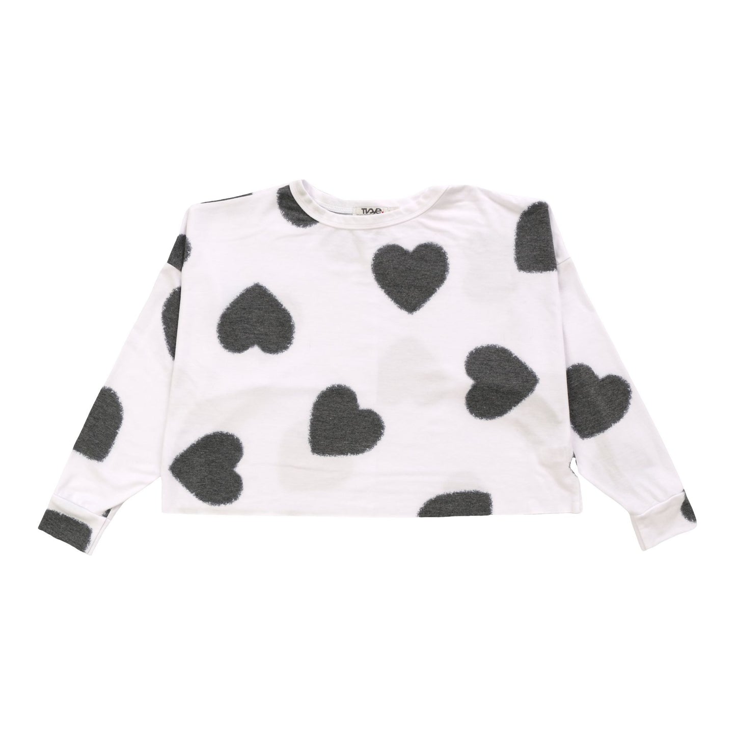 Heather Dolman Top (Black Fuzzy Heart Pattern)