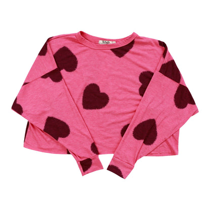 Heather Dolman Top (Black Fuzzy Heart Pattern)